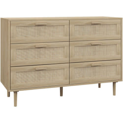 Cassettiera a 6 Cassetti in Legno e Rattan 110x40x75 cm color Legno - Homcom