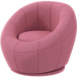 Homcom - Poltrona Piccola Moderna Rotonda in Peluche con Imbottitura Rosa