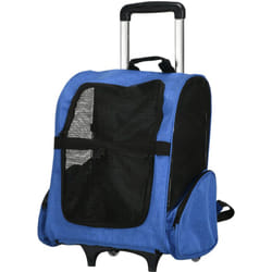 Trasportino Zaino Trolley 2 in 1 per Cani e Gatti con Tasche Laterali Blu - Pawhut