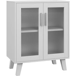 Mobile Multiuso con 2 Ante Trasparenti e 2 Ripiani 61x35x75cm Bianco - Homcom