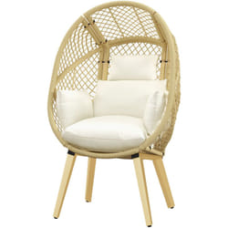 Outsunny - Sedia in Rattan a Uovo con Seduta Imbottita e Poggiatesta 88x85x143 cm