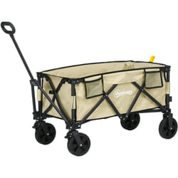 Outsunny - Carrello da Esterno Pieghevole da 78L con Maniglia Telescopica Kaki
