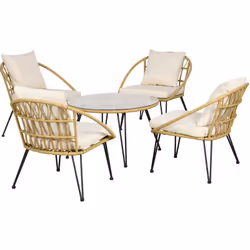 Descrizione: Trasforma il tuo spazio esterno in un punto di relax e ritrovo di qualità con il set da giardino Outsunny. Il se ...