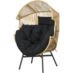 Outsunny - Poltrona da Esterno a Uovo in Rattan con Poggiatesta e Cuscini