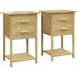 Homcom - Set 2 Comodini Moderni con 2 Cassetti e Ripiano Inferiore in Bambù