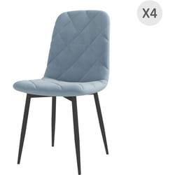 Homcom - Set 4 Sedie da Pranzo Imbottite 45x54x87 cm Azzurro