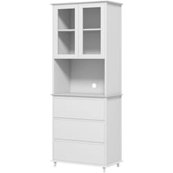 Mobile Dispensa Alto con Armadietto 2 Livelli e 3 Cassetti in mdf Bianco - Homcom