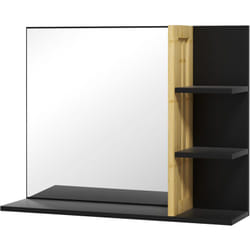 HOMCOM Specchio da Bagno Moderno a Muro in Legno a 4 Ripiani 45x15x58.5cm Nero