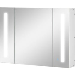 Kleankin - Specchio Bagno a Parete con 3 Armadietti 3 Ripiani e Luce led Bianco