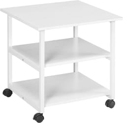 Homcom - Mobile Porta Stampante a 3 Ripiani con 4 Ruote 50x50x52.5cm Bianco