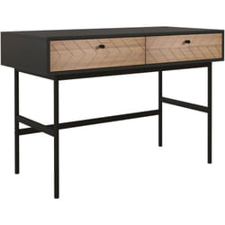 Homcom - Scrivania Moderna con 2 Cassetti in Acciaio e mdf Nero e Rovere
