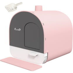 Lettiera per Gatti Chiusa in pp con Vassoio Rimovibile Rosa e Grigio - Pawhut