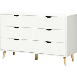 Homcom - Cassettiera in Legno di Pino a 6 Cassetti 120x40x76 cm