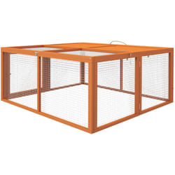 Pawhut - Conigliera in Legno e Acciaio Pieghevole 110x105x50 cm Arancione