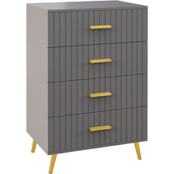 Mobile Cassettiera 4 Cassetti in Legno e Alluminio Oro e Grigio Scuro - Homcom