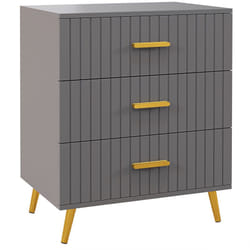 Mobile Cassettiera 3 Cassetti in Legno e Alluminio Oro e Grigio Scuro - Homcom