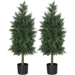 HOMCOM Set 2 Piante Artificiali di Cedro con Foglie in PE Verde 38x12.5x90 cm