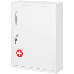 Mobiletto Medicine a 3 Ripiani in Acciaio 40x15x53.5 cm Bianco - Kleankin