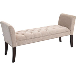 Panca Fondo Letto Imbottita in Poliestere e Legno 141x44x65 cm Beige - Homcom