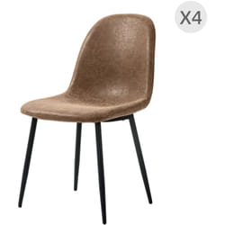 Set 4 Sedie da Cucina Stile Retrò in Finta Pelle pu e Acciaio Marrone - Homcom