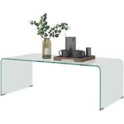 Homcom - Tavolino in Vetro Temperato da Salotto Moderno 100x50x35 cm