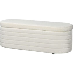 Homcom - Panca Contenitore Fondo Letto in Tessuto Teddy 116x41x40.5cm Crema