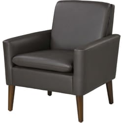 Homcom - Poltrona Moderna Imbottita in Finta Pelle e Legno 75x78x81 cm Marrone