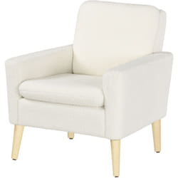 Homcom - Poltrona Moderna Imbottita in Pile e Legno 75x78x81 cm Bianco Crema