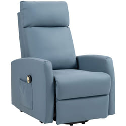 Homcom - Poltrona Moderna Reclinabile con Poggiapiedi in Pelle pu Azzurro