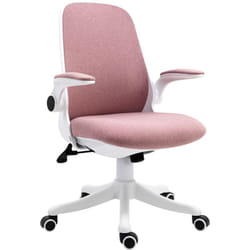 Sedia Ergonomica ad Altezza Regolabile in Simil Velluto Bianca e Rosa - Vinsetto