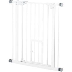 Pawhut - Cancelletto Cani Regolabile con Porta Piccola 74-80x76.2cm Bianco