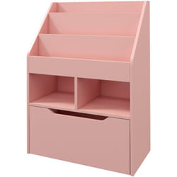Piccola Libreria per Bambini con 3 Ripiani e Cassetto in mdf Rosa - Homcom