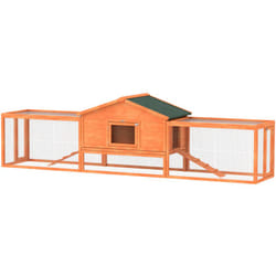 Pawhut - Conigliera in Legno da Esterno con Casetta e 2 Recinti 309x69.5x87cm