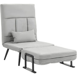 Homcom - Poltrona Imbottita 3 in 1 in Acciaio Poliestere con Cuscino Grigio Chiaro