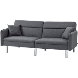Homcom - Divano Letto 3 Posti Clic Clac 2 Cuscini Schienale Reclinabile Grigio