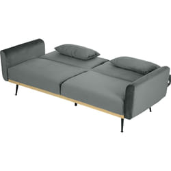 Homcom - Divano Letto Clic Clac 3 Posti Vellutato 2 Cuscini Grigio