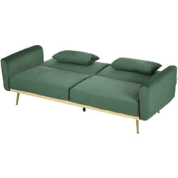 Homcom - Divano Letto Clic Clac 3 Posti Vellutato 2 Cuscini Verde