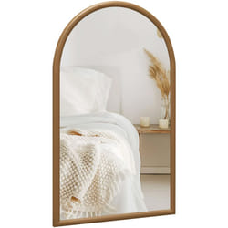 Homcom - Specchio da Camera ad Arco 110x65cm con Cornice in Legno Marrone Scuro