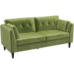 Divano in Velluto da 2 Posti Trapuntato con Cuscini 172x75x82cm Verde - Homcom
