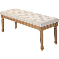 Panca da Ingresso e Camera Imbottita in Tessuto e Legno 120x41x48cm Crema - Homcom