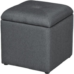 Pouf Poggiapiedi Contenitore Imbottito 39x39x39cm in Tessuto Teddy Grigio - Homcom