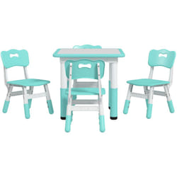 Aiyaplay - Set Tavolo e Sedie per Bambini 5 pz in Legno e pp Verde