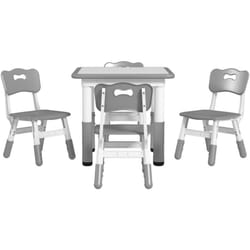 Aiyaplay - Set Tavolo e Sedie per Bambini 5 pz in Legno e pp Grigio