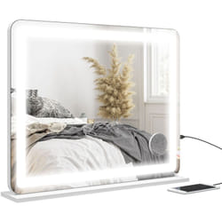 Specchio da Bagno con led Regolabili Ingranditore 10x usb Tasto Touch - Homcom