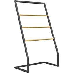 Porta Asciugamani a 4 Sbarre in Acciaio e Bambù 60x35x102 cm Nero e Legno - Homcom
