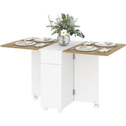 Tavolo Allungabile con 2 Cassetti e Armadietto Bianco e color Legno - Homcom