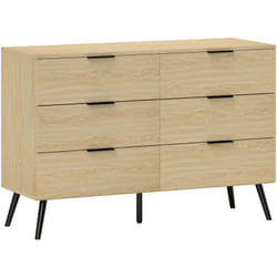 Cassettiera 6 Cassetti per Camera da Letto in Legno 110x40x75cm Rovere - Homcom