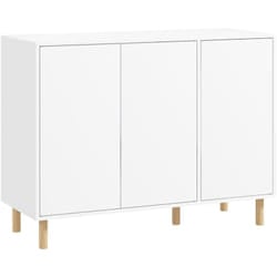 Homcom - Credenza Cucina con 2 Armadietti a 3 Ripiani in Legno Bianco