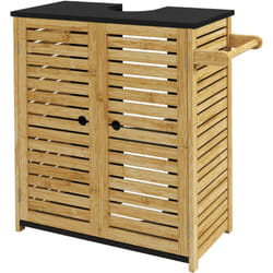 Homcom - Mobile Bagno Sottolavabo 2 Ante a Doghe con Porta Asciugamani in Legno