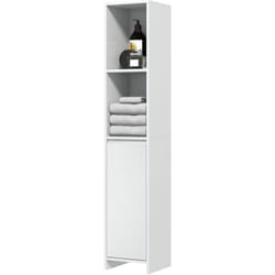Homcom - Mobile Bagno a Colonna con Armadietto e 2 Vani Aperti 30x30x160cm Bianco